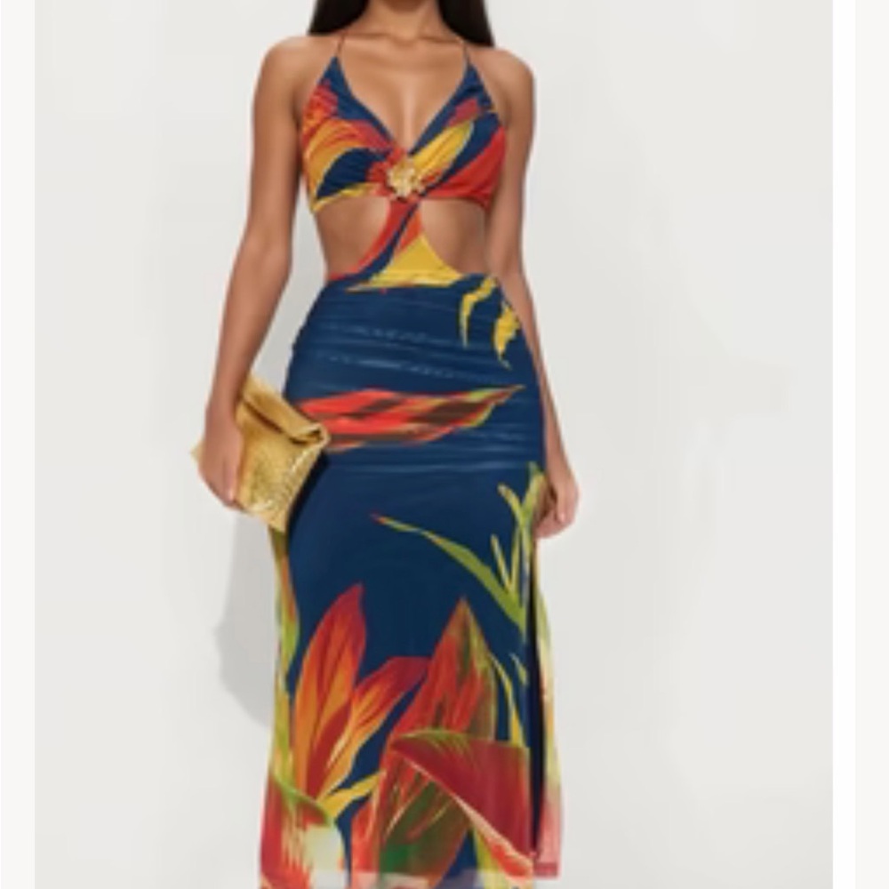 Fashion Nova Multicolor Tropical Dress